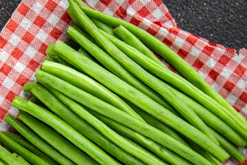 Wall Mural - green beans fresh vegetable string bean fresh meal food snack on the table copy space food background rustic top view keto or paleo diet vegetarian vegan food