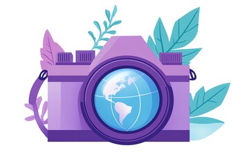 World Photography Day with World Map Background, photographer taking photo. World Photography Day social media banner and instagram banner post design