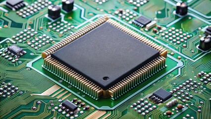 Poster - Advanced micro mixer chip on circuit board , technology, advanced, microchip, render, circuit board