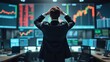 © Din Nasahrudin - Stressed Stock Exchange Trader Can't Apprehend a Sudden Stock Market Collapse. Financial Crisis Concept with Stock Broker Saddened by Negative Ticker Information, Red Graphs and Real-Time Data