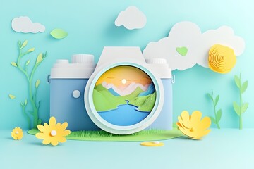 World Photography Day with World Map Background, photographer taking photo. World Photography Day social media banner and instagram banner post design