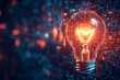 © Elmira - A vibrant digital light bulb emits a warm glow, surrounded by intricate lines and patterns in a dark environment, creating a modern, tech-inspired atmosphere