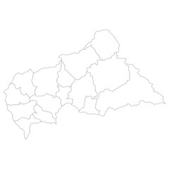  Central African Republic map. Map of Central African Republic in administrative provinces in white color