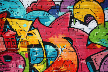 Wall Mural - Vibrant Graffiti Art on a Brick Wall