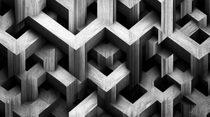 Poster - A complex pattern of interlocking geometric shapes, creating a visually striking, almost hypnotic design.