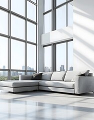 Wall Mural - Modern Living Room with Stunning City View