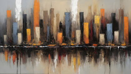 Abstract cityscape painting modern art background