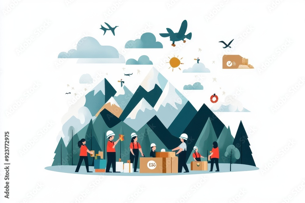 United Hands for Disaster Relief: Illustrative Vector of Community ESG ...