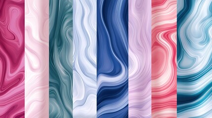 Poster - Colorful marble pattern with swirling textures in shades of pink, teal, and blue