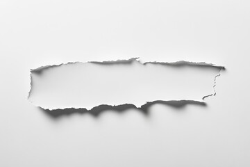 Poster - A torn strip of paper showcases a sharp edge contrasted against a smooth white backdrop, emphasizing simplicity and texture in design