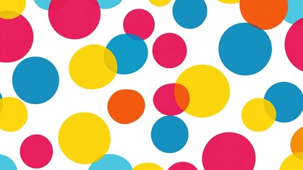Poster - Colorful abstract design with varied circles in vibrant hues on a white background
