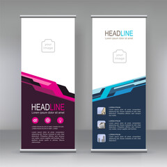 Poster - vertical banner stand template design. modern x-banner and flag-banner advertising design element