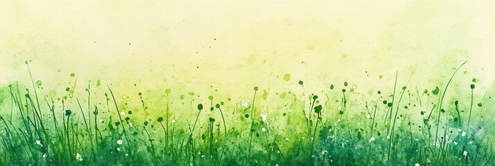 Sticker - Watercolor Painting of a Green Meadow