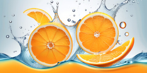 orange slices in a splash of drink