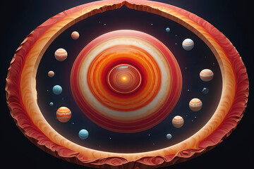 Wall Mural - detailed illustration of the solar system with planets and vibrant colors in space