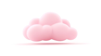 Soft Cloud-Shaped Pillow Floating in 3D Clay Cartoon Style on Pastel Background