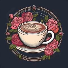 Wall Mural - coffee cup logo with beautiful