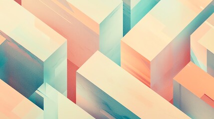 Wall Mural - A stunning abstract maze featuring soft pastel colors and geometric shapes, perfect for modern design projects and artistic expressions.