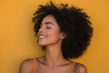 Wall Mural - A close up of a woman's face with tattoos and her eyes closed