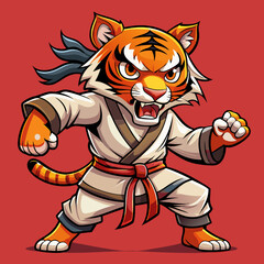 tiger karate kimono judo taekwondo vector sport mascot