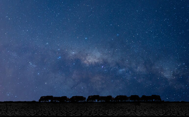 Wall Mural - panorama blue night sky milky way and star on dark background.universe filled with stars, nebula and