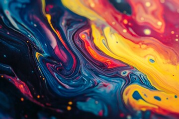 Poster - Vibrant hues intertwine in swirling patterns, creating a dynamic flow of colors reminiscent of abstract art and fluid creativity