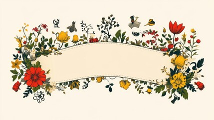 Elegant Floral Border Design with Vintage Style Illustration