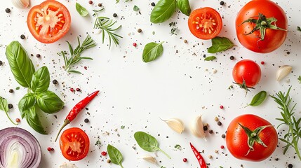 Wall Mural - Fresh vegetables background, white background with vegetables