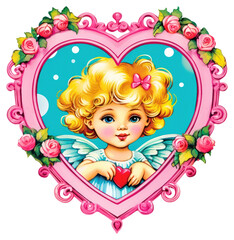 Wall Mural - PNG  Angel printable sticker pattern heart cute.