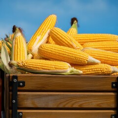 Corn ears laid out for transportation in a farmer s truck