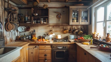 beautiful home kitchen in the country