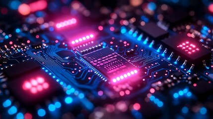  Abstract electronic circuit, tech digital background, computing system connectivity design 