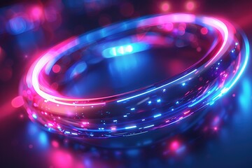 Poster - Abstract Neon Ring - Vivid Colors and Lights