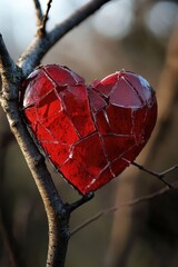 Poster - a broken red heart 