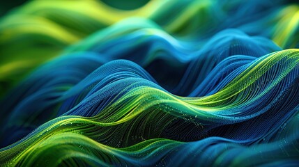 Wall Mural - Abstract Blue and Green Waves