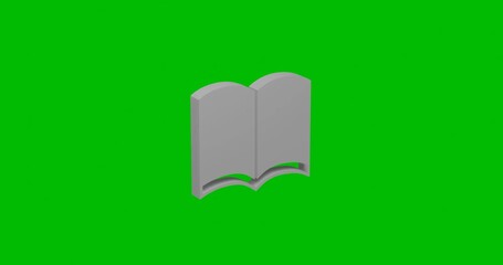 Poster - Animation of rotation of a white book symbol with shadow. Simple and complex rotation. Seamless looped 4k animation on green chroma key background