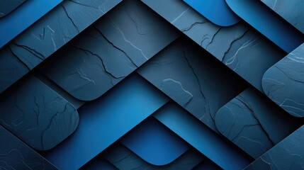 Poster - Trendy blue and black background with abstract shapes for design, banner template, white space in the center of the page for text. Minimalist dark wallpaper. Generative AI.