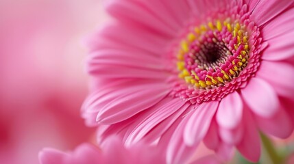 Wall Mural - Vibrant pink daisy flower, with detailed petals and a soft, blurred background