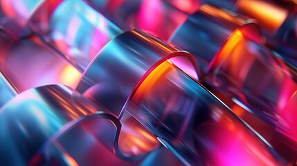 Wall Mural - Abstract Shiny Tubes with Colorful Lighting