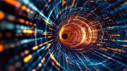 Poster - A tunnel with a bright orange light at the end