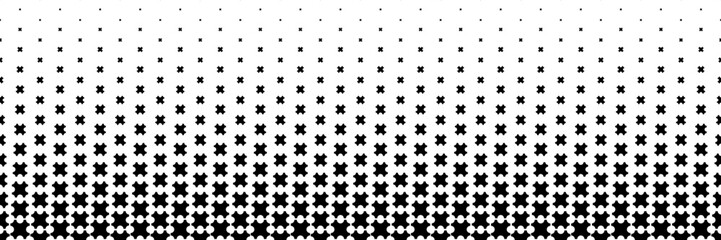 Poster - horizontal halftone of black cross jigsaw design for pattern and background.