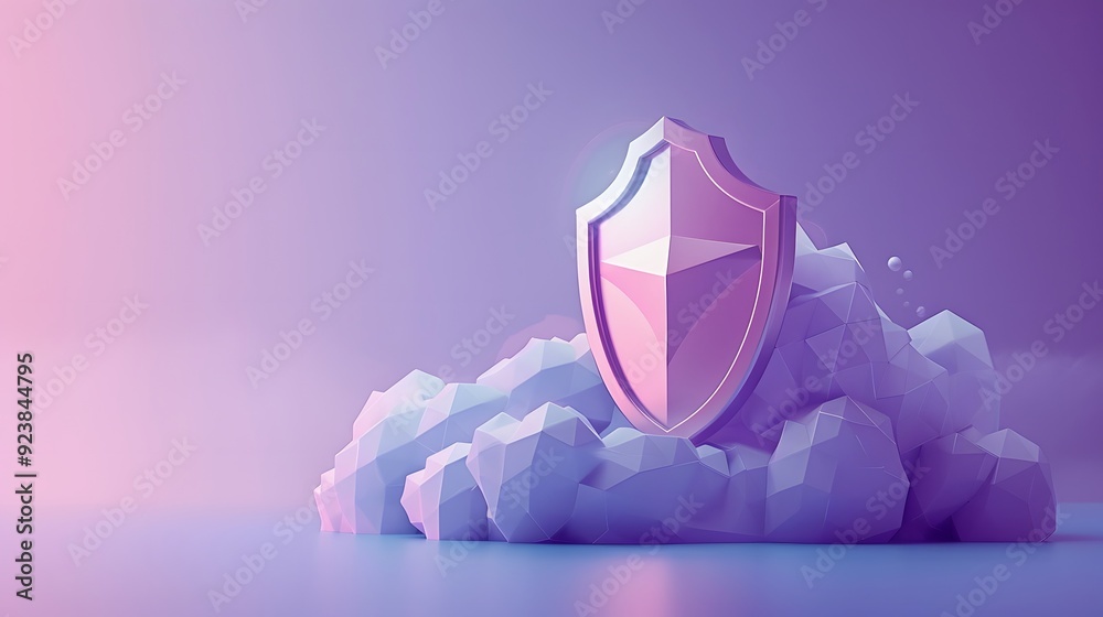 Futuristic shield on a cloud, symbolizing digital security and data ...