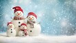 © somneuk - Snowman family in a winter wonderland on a blank white page