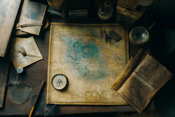 An old map on the table