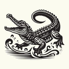 Sticker - Alligator silhouette Vector Illustration Design