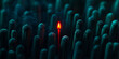 © lakshika - Burning a red candle on dark teal green match background, best candidate concept