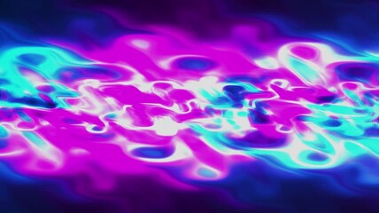 Poster - Abstract Particles Background. Vivid Color Fluid Particles. Motion design background shining neon particles. Color ink splash. Mysterious illusion. Color smoke cloud puff on blue abstract background