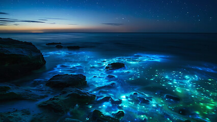 Poster - Bioluminescent algae in the ocean
