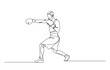 © bintank - One continuous line drawing boxing player - men. A male athlete boxer single line illustration.