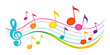 © Lalin T - colorful musical notes melody isolated on transparent background, music notes PNG.